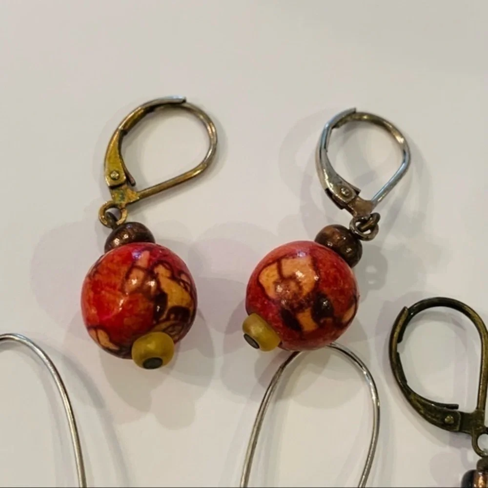 5 pair lot nice quality lever back genuine Pearl dangle rhinestone crystal